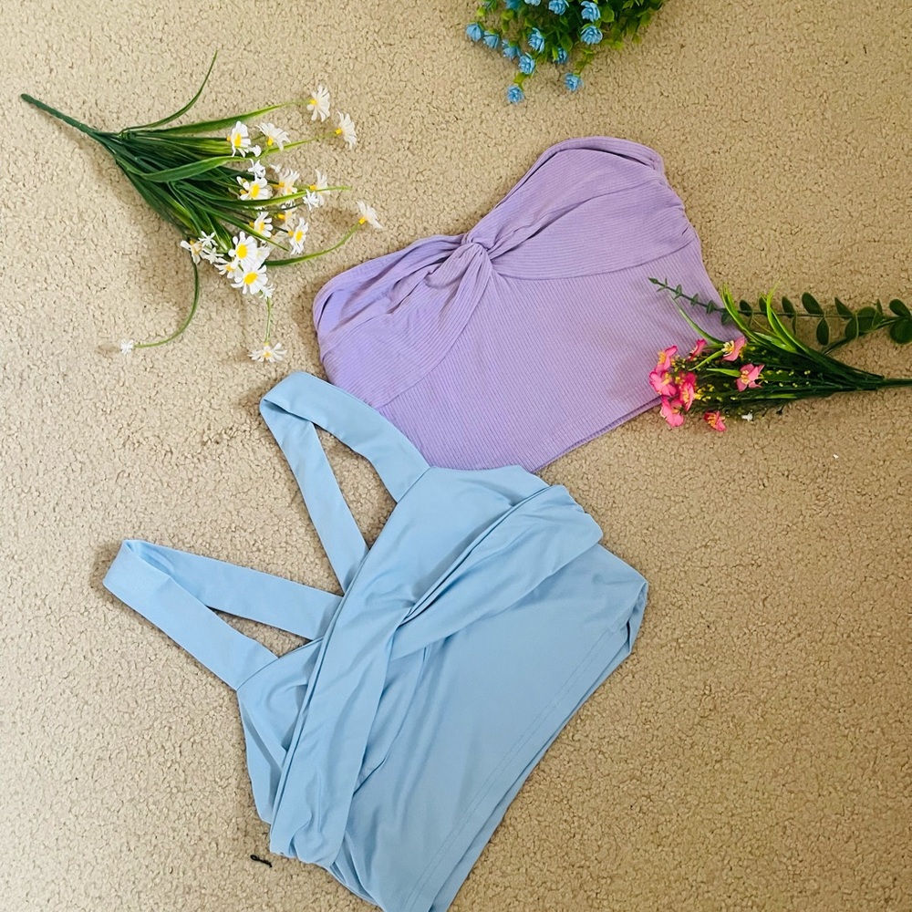 SHEIN Purple and Blue Crop Tops